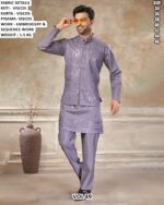 Viscose Embroidery Sequence Koti Kurta Pyjama Set