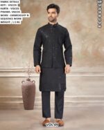 Viscose Embroidery Sequence Koti Kurta Pyjama Set