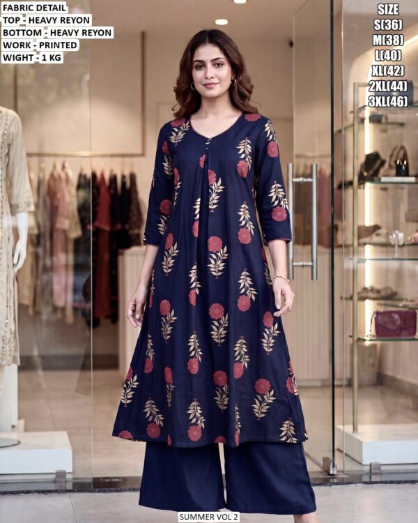 Comfortable Printed Rayon Kurti Pent For Women