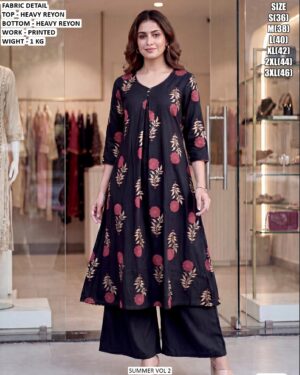 Comfortable Printed Rayon Kurti Pent For Women