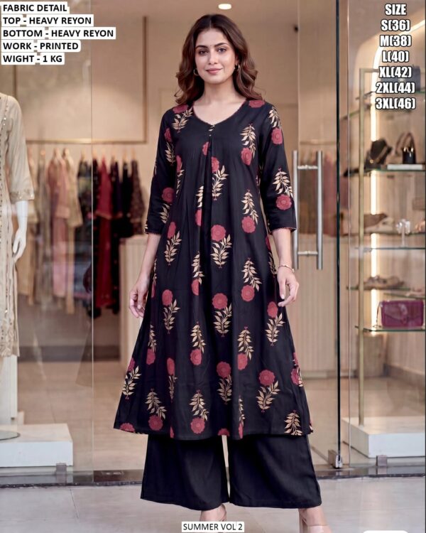 Comfortable Printed Rayon Kurti Pent For Women