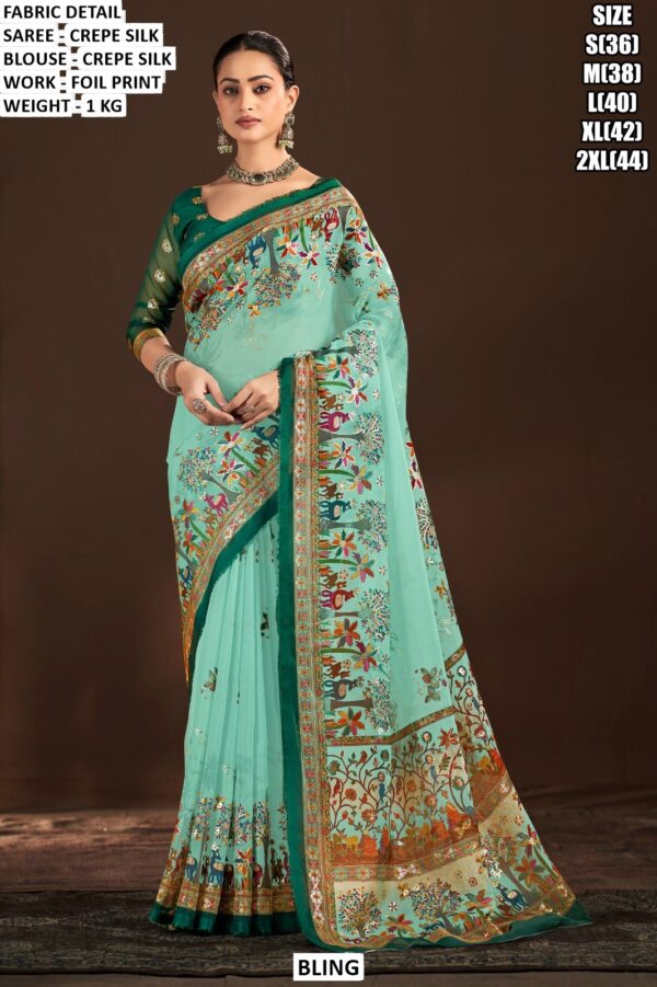 Party Wear Crepe Silk Saree For Women