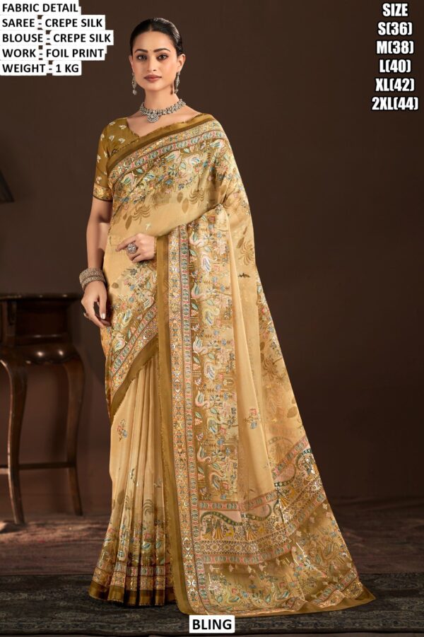 Party Wear Crepe Silk Saree For Women