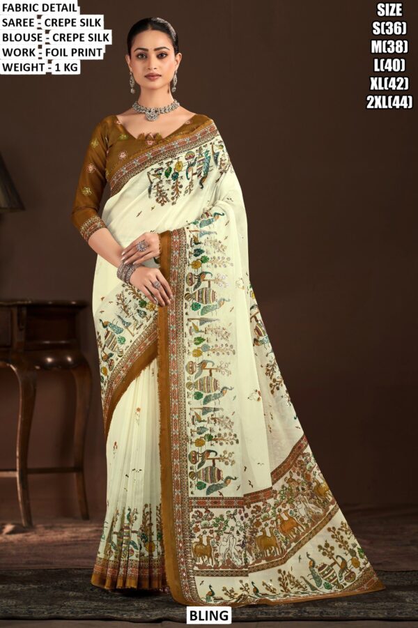 Party Wear Crepe Silk Saree For Women