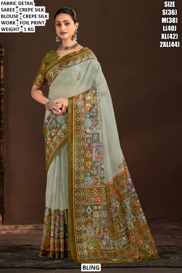 Party Wear Crepe Silk Saree For Women
