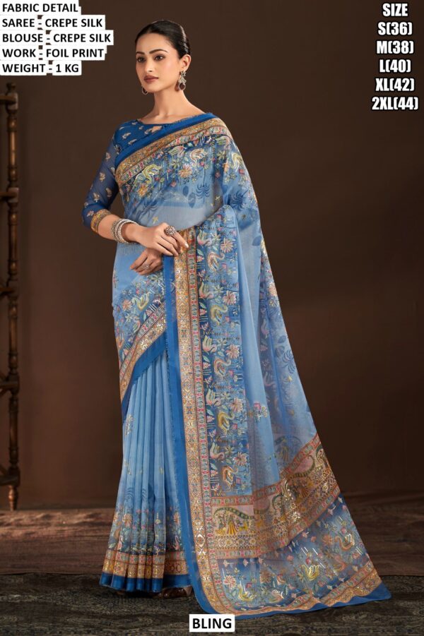 Party Wear Crepe Silk Saree For Women