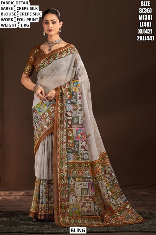 Party Wear Crepe Silk Saree For Women