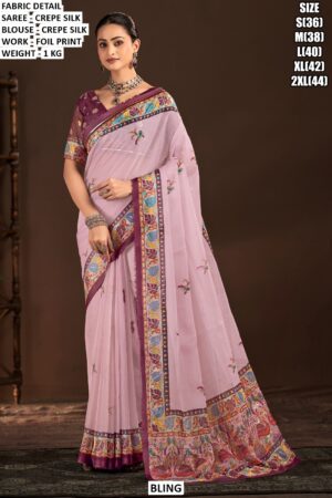 Party Wear Crepe Silk Saree For Women