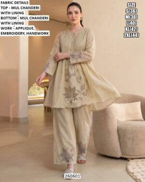 Graceful Mul Chanderi Kurti Pant Set