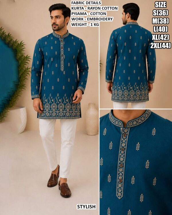 Festive Wear Rayon Cotton Kurta Pyjama
