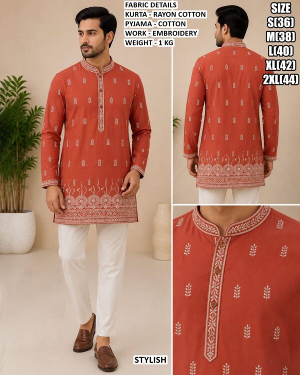 Festive Wear Rayon Cotton Kurta Pyjama