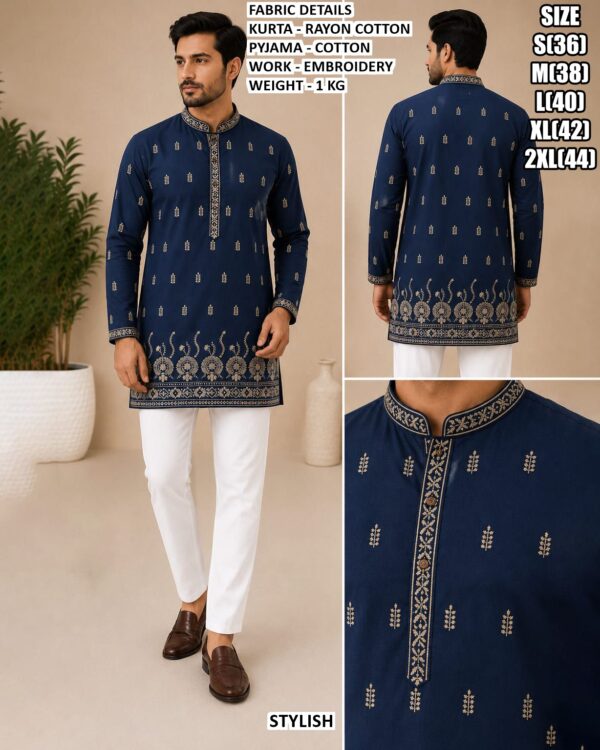 Festive Wear Rayon Cotton Kurta Pyjama