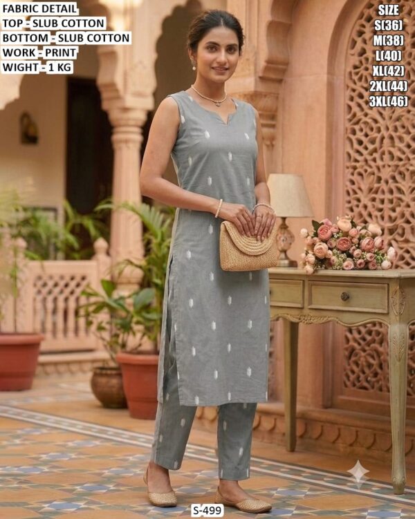 Casual Wear Slub Cotton Set For Women