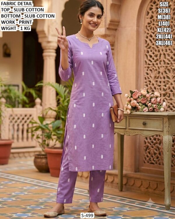 Casual Wear Slub Cotton Set For Women