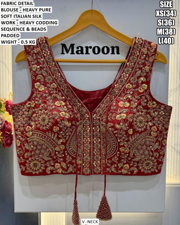 Heavy Italian Silk Designer V-Neck Blouse