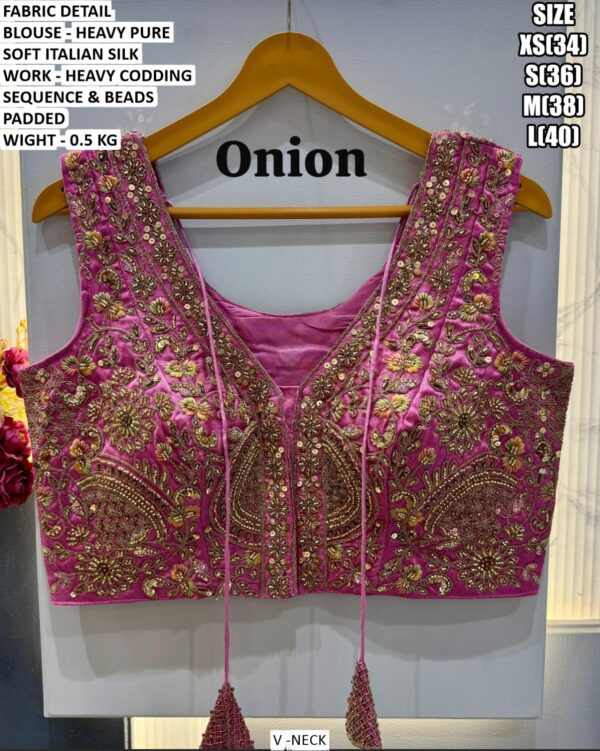 Heavy Italian Silk Designer V-Neck Blouse