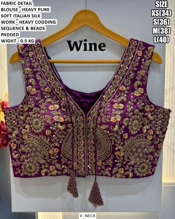 Heavy Italian Silk Designer V-Neck Blouse