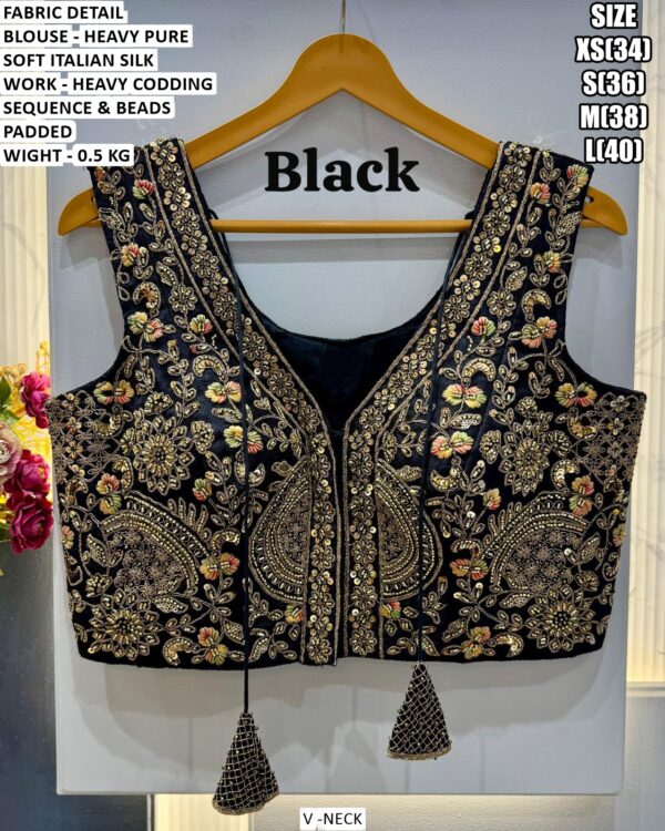 Heavy Italian Silk Designer V-Neck Blouse