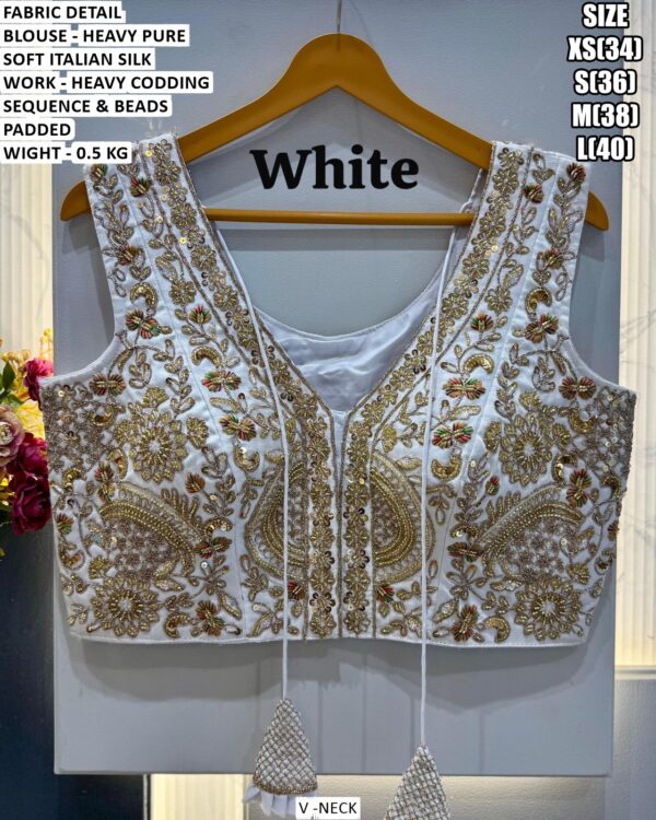 Heavy Italian Silk Designer V-Neck Blouse