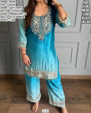 Stylish Occasion Wear Chinon Suit