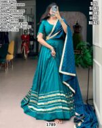 Elegant Chanderi Mirror Kodi Work Lehenga