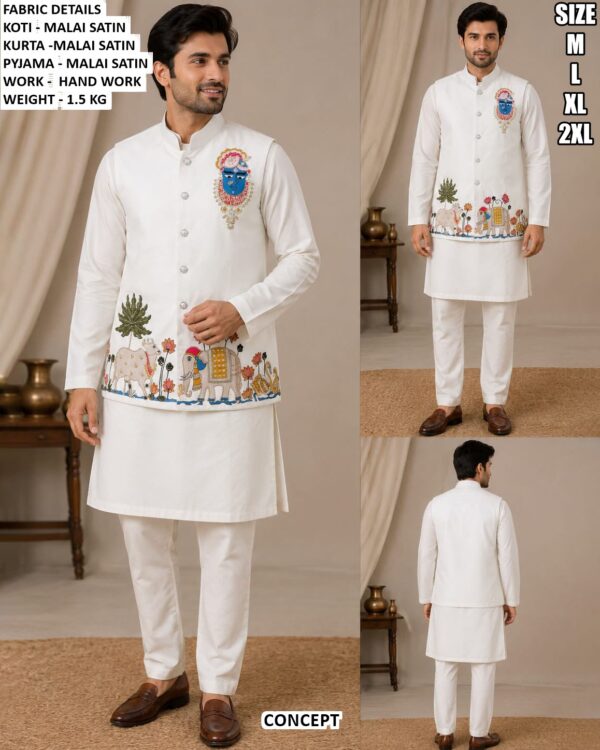Stylish Festive Wear Koti Kurta Pajama