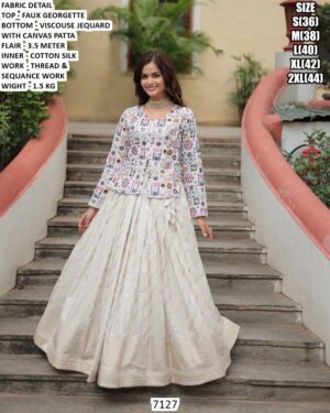 Faux Georgette Thread Sequence Lehenga Set