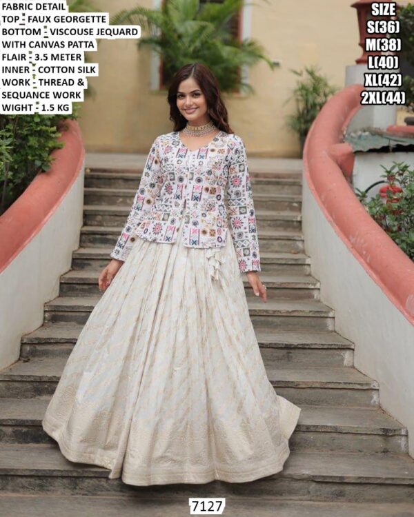 Faux Georgette Thread Sequence Lehenga Set