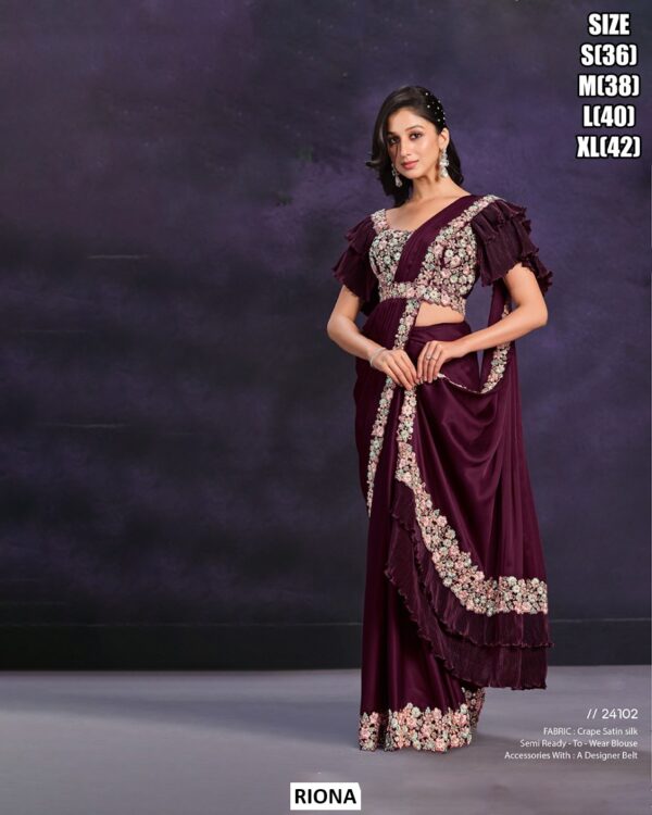 Beautiful Semi Ready Blouse Saree Set