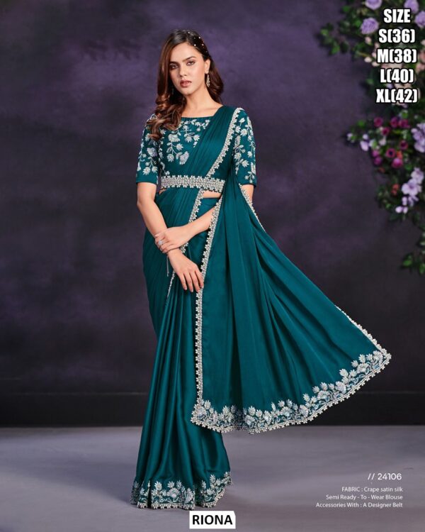 Beautiful Semi Ready Blouse Saree Set