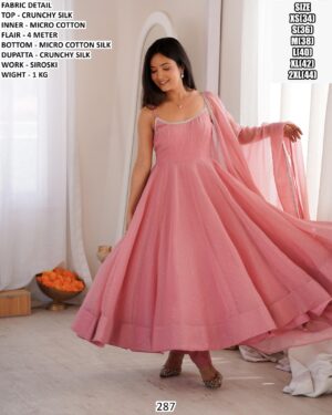 Premium Crunchy Silk Gown With Dupatta