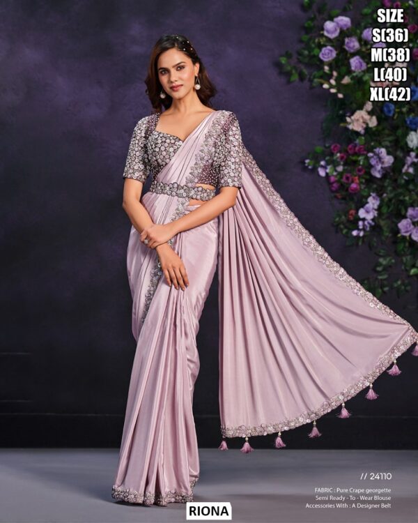 Beautiful Semi Ready Blouse Saree Set
