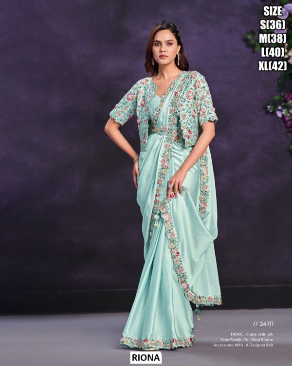 Beautiful Semi Ready Blouse Saree Set