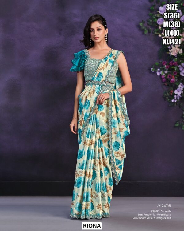 Beautiful Semi Ready Blouse Saree Set
