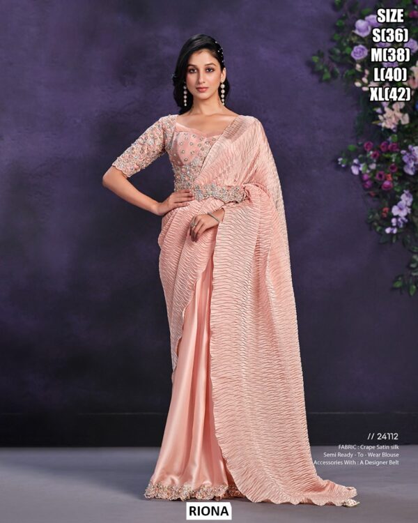 Beautiful Semi Ready Blouse Saree Set