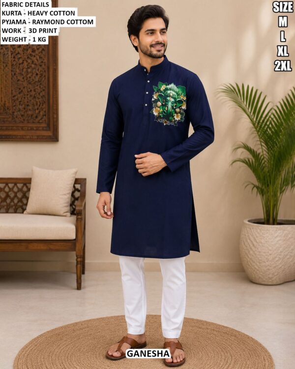 Heavy Cotton 3D Print Kurta Pajama