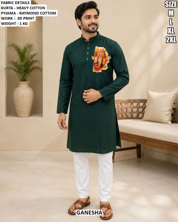 Heavy Cotton 3D Print Kurta Pajama