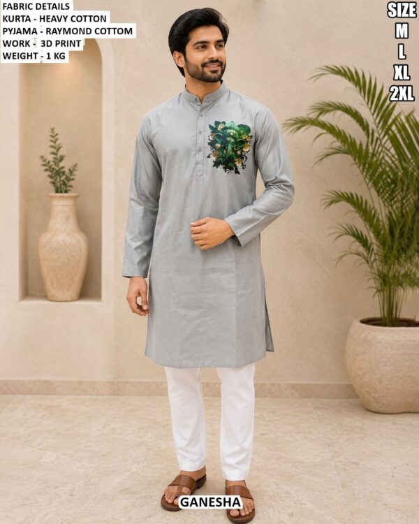 Heavy Cotton 3D Print Kurta Pajama