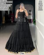 Elegant Feather Light Mirror Work Lehenga Set