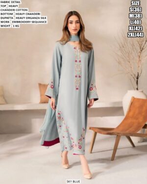 Festive Wear Embroidery Sequence Suit Set