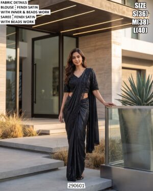 Party Wear Fendi Satin Saree For Women