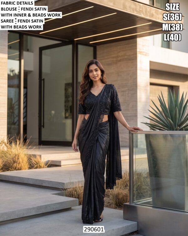 Party Wear Fendi Satin Saree For Women