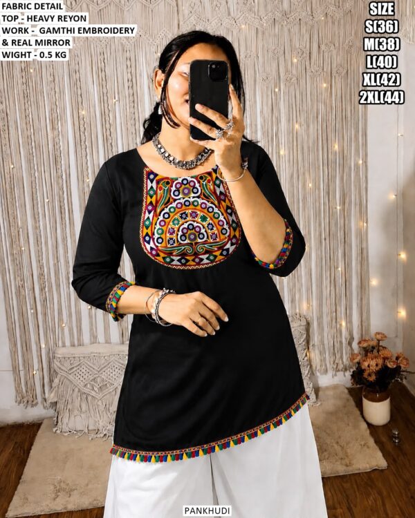 Heavy Reyon Gamthi Embroidery Top
