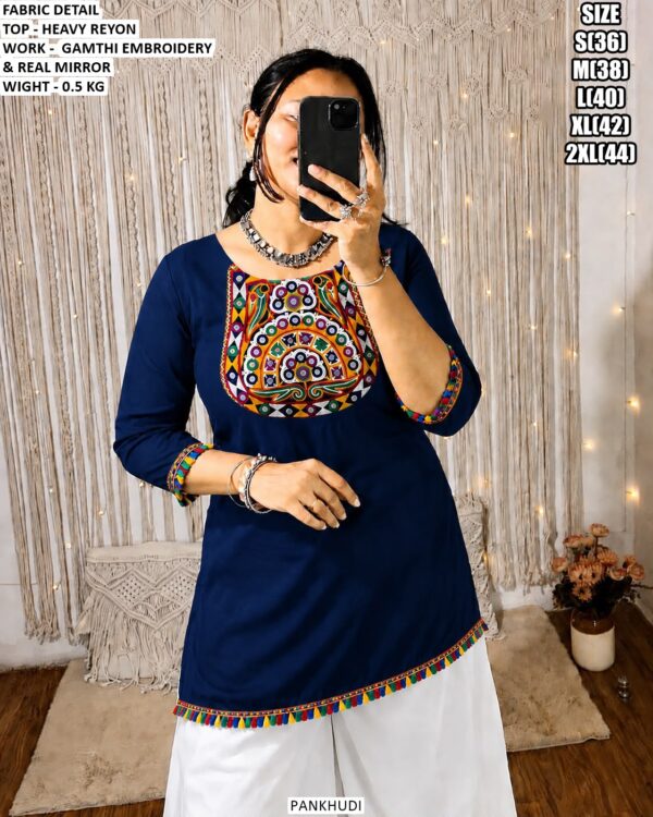 Heavy Reyon Gamthi Embroidery Top