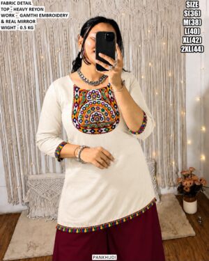 Heavy Reyon Gamthi Embroidery Top