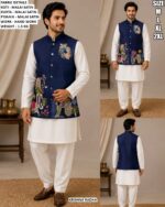 Men’s Designer Koti Kurta Pajama Set With Hand Work