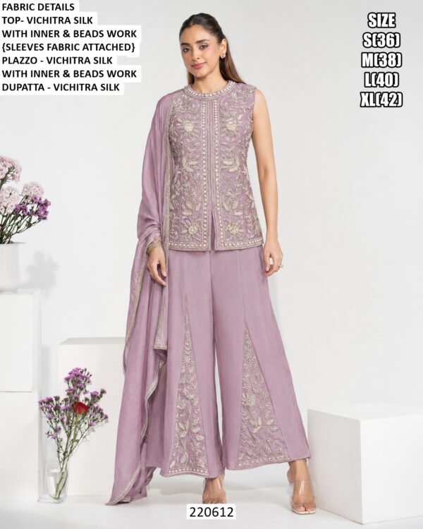 Women’s Designer Plazzo Set With Beads Work