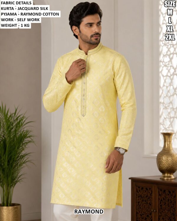 Jacquard Silk Kurta With Cotton Pyjama