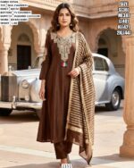 Elegant Chanderi Dress Set With Dupatta