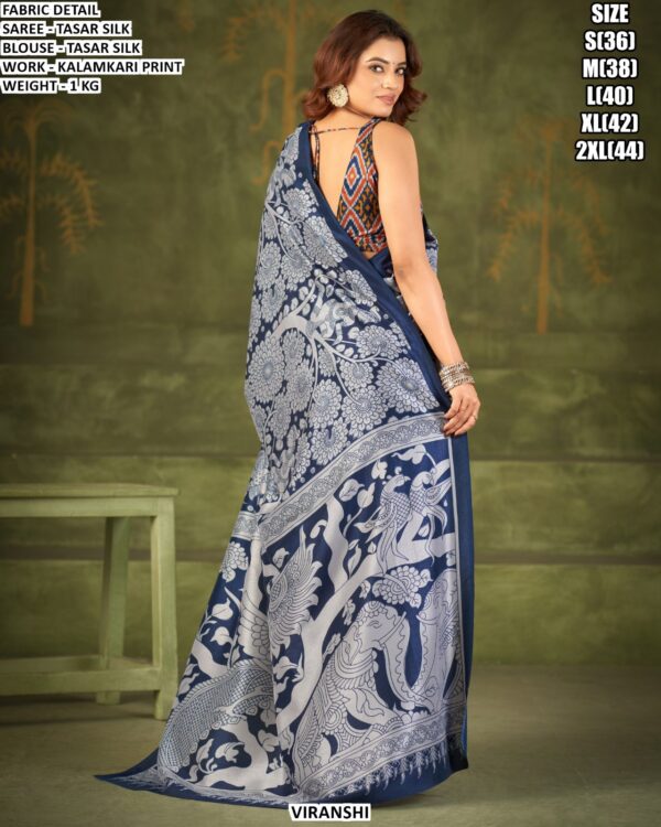 Tasar Silk Kalamkari Print Saree For Women